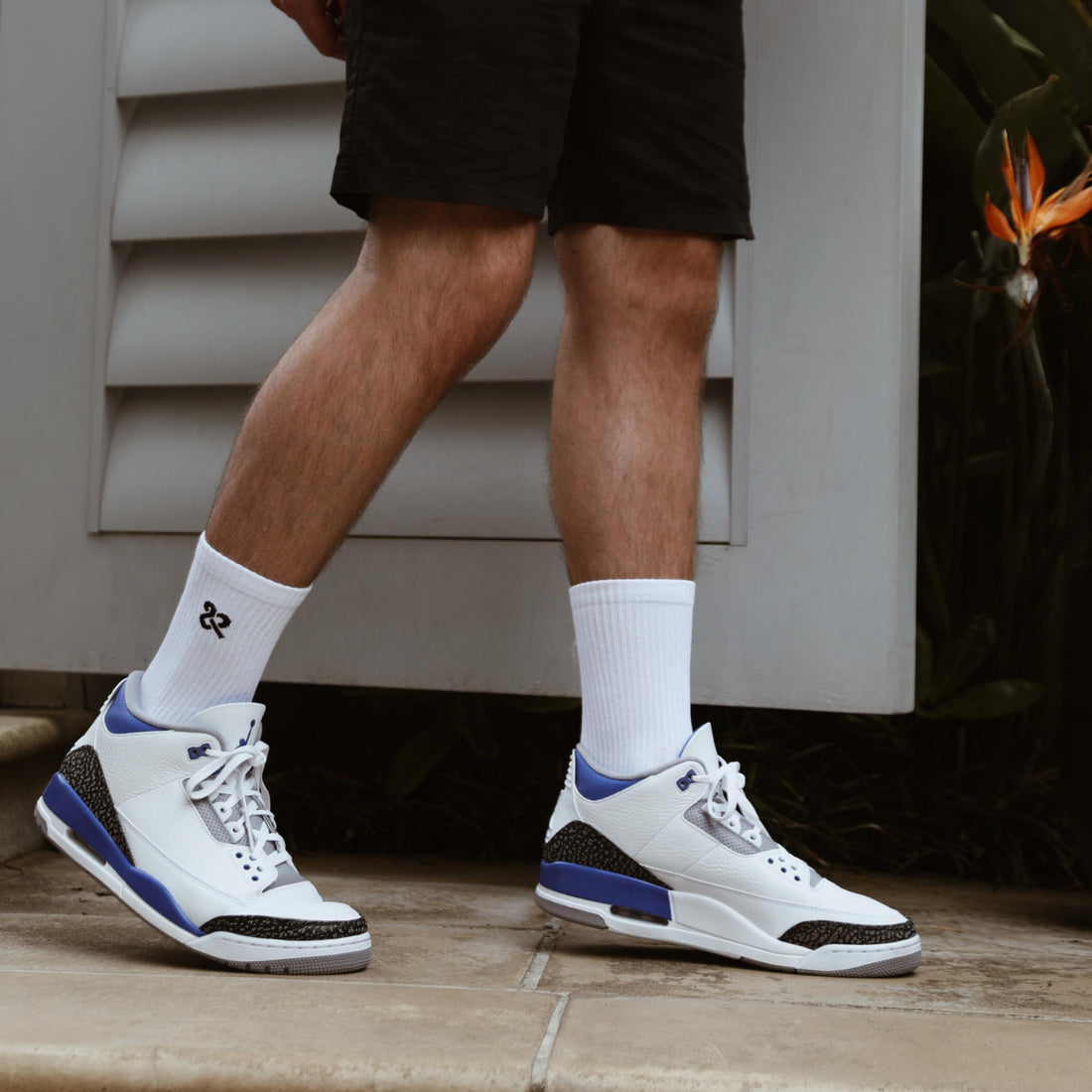 White And Beyond crews worn with white and blue sneakers