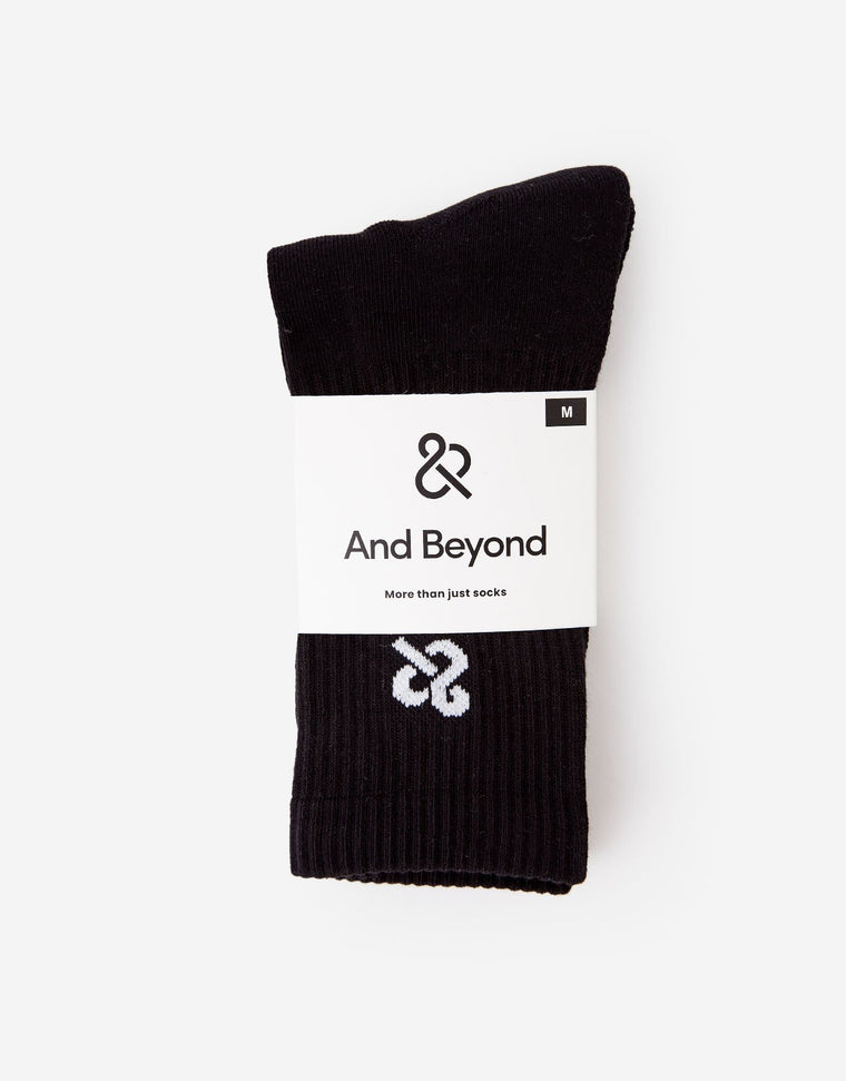 And Beyond classic crew sock in black