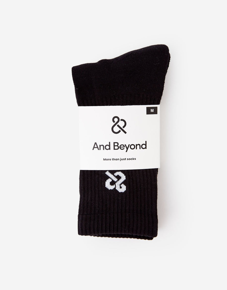And Beyond classic crew sock in black
