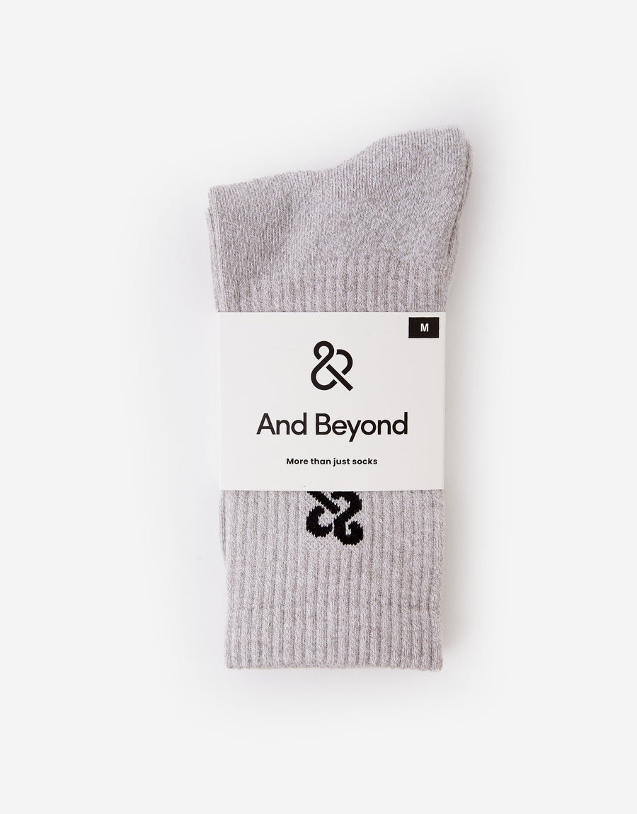 And Beyond classic crew sock in light grey