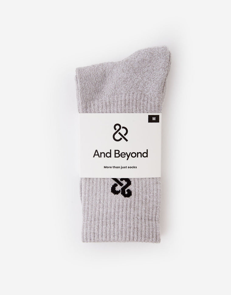 And Beyond classic crew sock in light grey