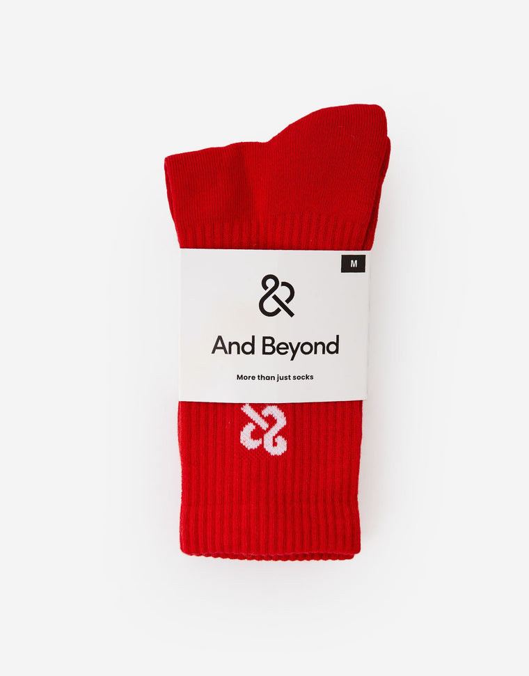 And Beyond classic crew sock in red